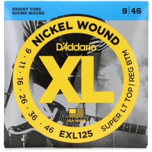 D'Addario EXL125 Nickel Wound Super Light Top Regular Bottom Electric Strings (.009-.046)